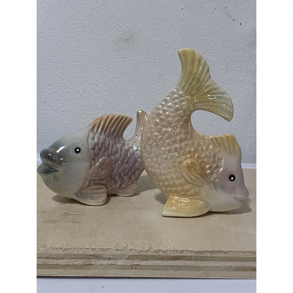 Ceramic Purple and Yellow Fish Decor 2 Pieces